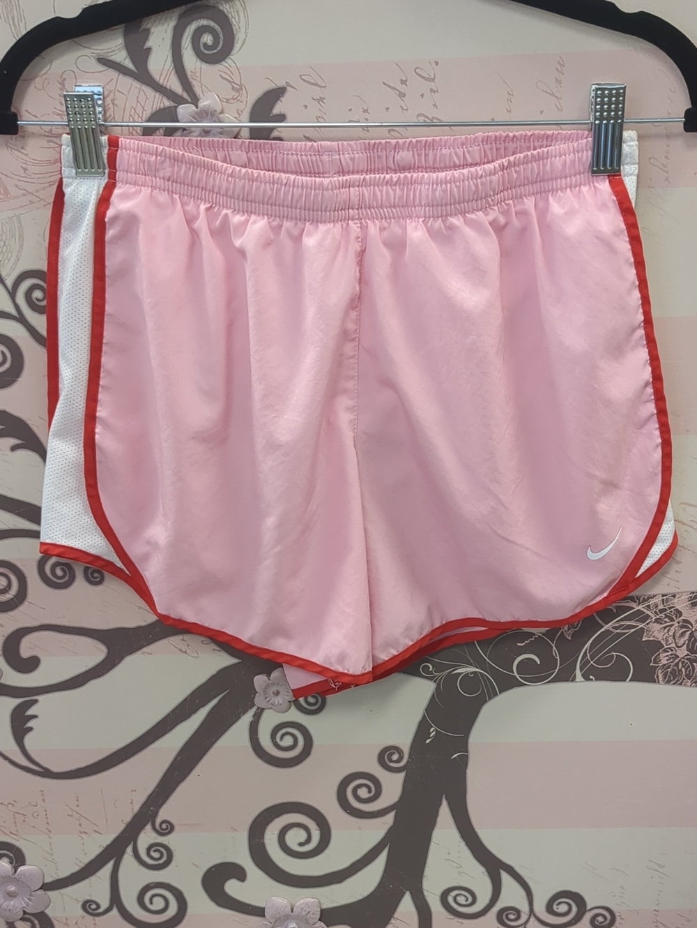 Nike Pink Athletic Shorts with Red Trim